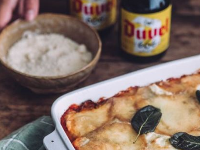 Duvel 6,66% et lasagnes veggie à la courge butternut et scamorza